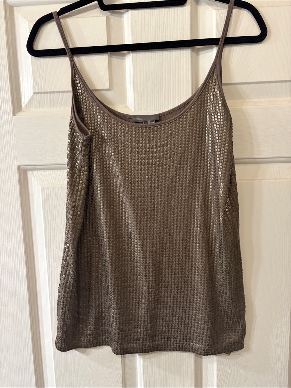 Vince Taupe Sequin Scoop Neck Camisole